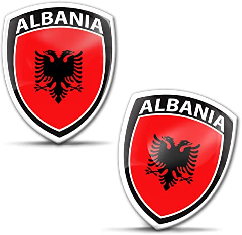 Biomar Labs Albanien Wappen Auto Flagge Aufkleber 3D Doming 2er Set F 215
