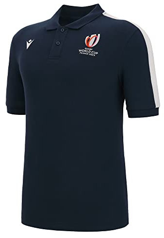 RWC 2023 Rugby Cotton Piquet Polo Football Soccer T-Shirt Trikot (Navy)