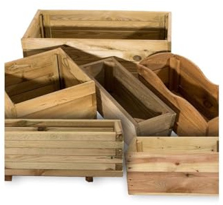 Jardin202 - Jardineras de Madera Maciza de Pino | Maceteros de Madera tratada para Jardín y Terraza | Rectangular pequeña