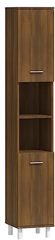 vidaXL Armario de baño Madera contrachapada Roble marrón 30x30x179 cm