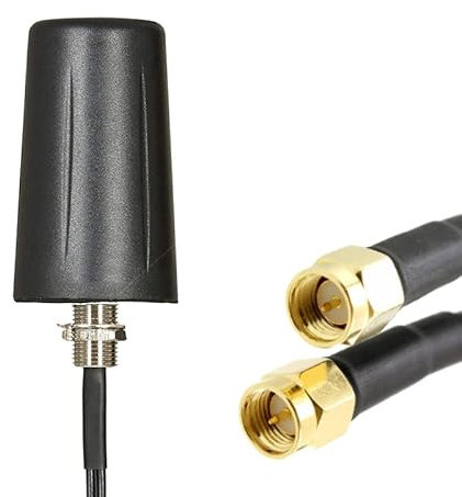 Antenne robuste double entrée 4G/5G avec câbles LMR100 de 3 mètres et connecteurs mâles SMA Pour intérieur ou extérieur 2 x 2 LTE