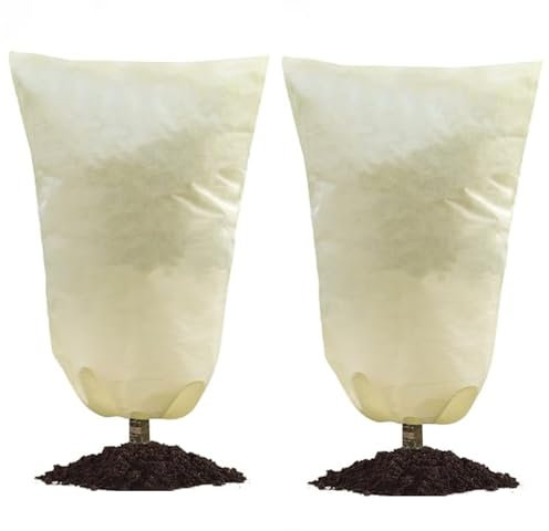Garden Fleece Plant Frost Protection 2 Packs 60x80cm,Plant Covers For Winter,Protect Plant From Being Damaged,Bad Weather Or Pests,Medium Plant Covers For Olive Tree Potted Palms Shrub (60*80cm)