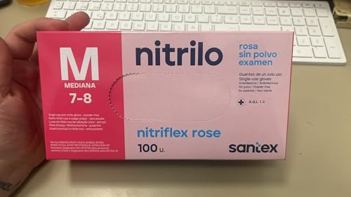 Santex Guantes de nitrilo rosa Caja 100 unidades (Medium)