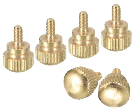 QUARKZMAN M3x6mm Tornillos de Pulgar Estriados 6 Piezas de Tornillos de Pulgar Estriados de Latón con Perillas de Agarre con Hombro Tono de Latón