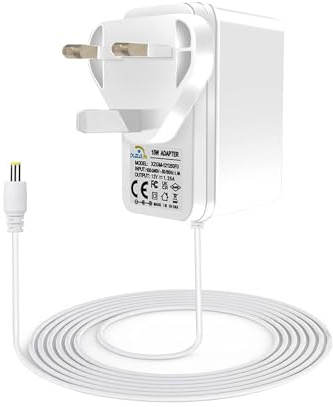 12V white Charger Compatible Skylight 860004165262 15-inch Digital Calenda and Echo Dot 3rd Generation, Echo Dot (3rd/4th Gen) with Clock, Echo Dot Kids Edition Echo Spot, and Fire TV Cube