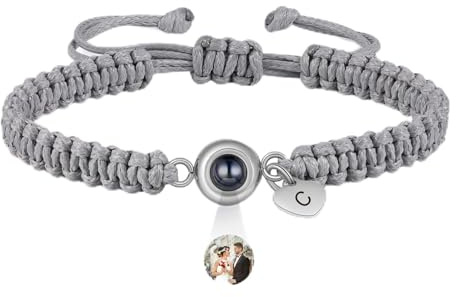 jewelora Personalisiertes Armband mit Foto im Stein für Damen Herren,Projektions-Fotoarmband mit Gravur für Partners Personalisierte Geschenke