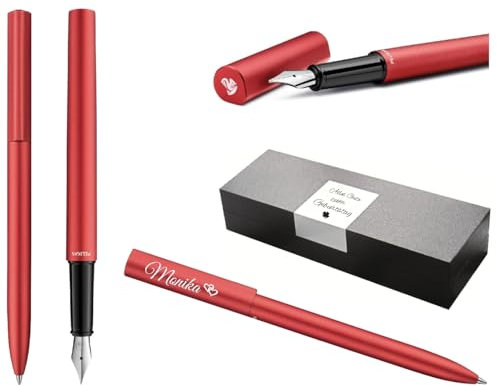 Pelikan Ineo® Elements Füllhalter und Kugelschreiber mit Gravur Geschenk Premium Stift | Geschenkbox | blaue Mine | personalisiertes Geschenk | Namen graviert | Geburtstag (Feuer-Rot)