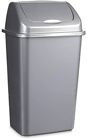 CABLEPELADO Papelera plastico basculante, Cubo basura basculante, Basura plástico tapa basculante, 47 cm altura x 28.5 cm ancho x 22.5 cm fondo, PP5 Plástico resistente, Capacidad 15 Litros (Gris)