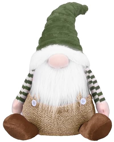 Valery Madelyn Weihnachtswichtel für Weihnachtsdeko,23cm Weihnachtsgnom Grün Braun,Biegsamer Hut,Deko Weihnachten Zwerg für Fensterbank Tür Innen