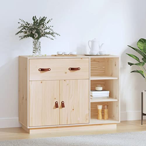 HETFTJN Sideboard, Mehrzweckschrank Besenschrank Schuhschrank Schmal Kücheninsel Geeignet für Küchenzeile Flur Wohnzimmer Schlafzimmer 98,5x40x75 cm Massivholz Kiefer
