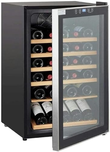 QPZMALSKY Enfriador de Vino Tinto y Blanco termoeléctrico de 30 Botellas, Pantalla de Temperatura Digital con Panel táctil, refrigerador Independiente para Bodega de Vino