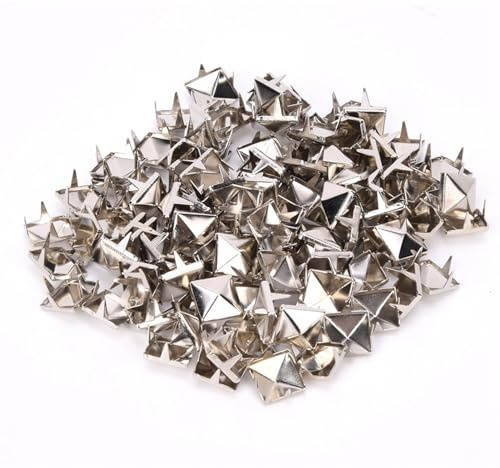 Respicefinem 100 Stück 9 Mm Pyramidennieten Messing Kupfer Vierkantnieten Für Lederdekoration In Kleidung Schuhe Taschen Und Schmuck Silver
