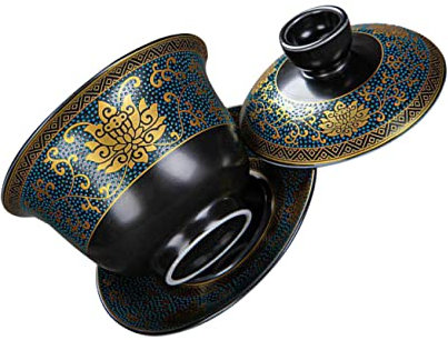 Mikinona Tazza Da Tè Cinese in Ceramica Con Motivi Classici Retrò Resistente Al Calore Tradizionale Per Casa Ufficio e Sala Da Tè Regalo Elegante e Funzionale