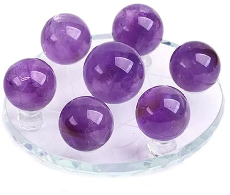 DECORN Kristall Sieben Sterne Chakra Gruppe Natürliche Amethyst Heilkugel mit Sieben Sterne Array Basis Feng Shui Schutz & Positive Housewarming Geschenke,3.9in(10cm)