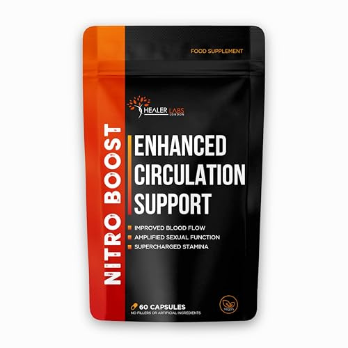 Nitro Boost Enhanced Circulation Support with Beetroot, PineBark, Grapeseed, & Garlic Promotes Blood Flow, Leg Circulation, Varicose Veins, Vessels, Energy, Performance | 60 Capsules | Healer Labs