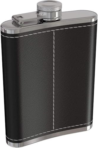 Codulu Flasque de poche pour liqueur 255,1 g, étanche, en acier inoxydable 18/8, avec housse en cuir noir pour alcool, whisky, rhum et vodka, cadeau pour homme