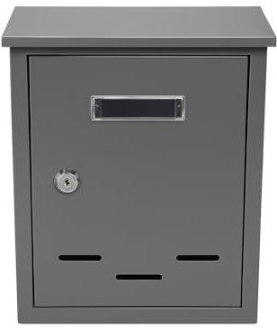 Cassetta postale delle lettere per posta rettangolare in metallo verniciato per esterno con serratura e chiave (Grigio)