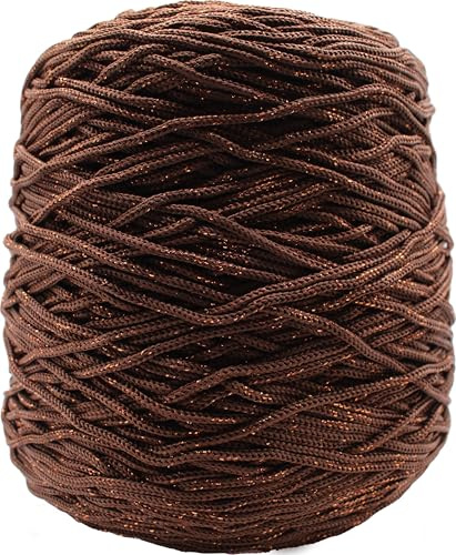 Cordino Thai 500 gr 100% polipropilene borsa uncinetto uncinetto 3,5/4 VARI COLORI lurex glitter (503 MARRONE)
