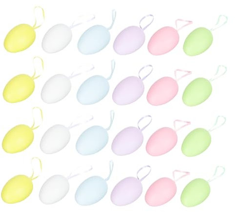 BESPORTBLE 24Pcs Hand Painted Easter Egg Decorations Hanging Props for Easter Egg Ornaments for Festive Celebrations and Crafting Activities