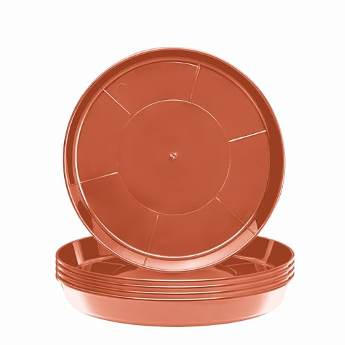 Garronda Sottovasi per Piante Rotondi in Plastica da Esterno e da Interno per Fiori e Giardini GD-0026 (5 Pezzi - Terracotta, ⌀ 45 cm H 5,6 cm)