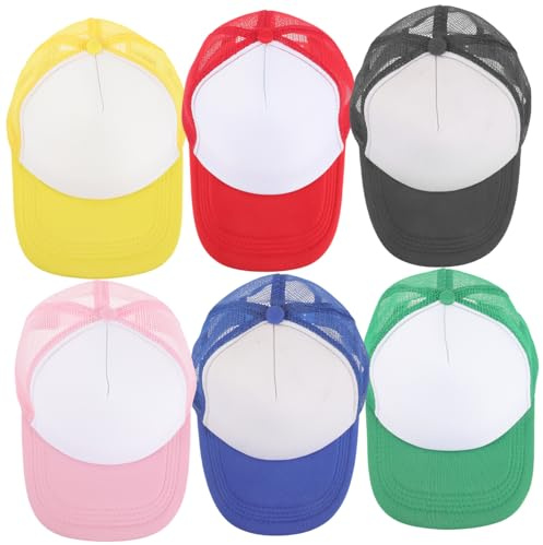 Homoyoyo 6stücke Sublimations-Baseballcaps Unisex Atmungsaktives Polyester Mesh Outdoor Kappe Verstellbar Für Wandern Angeln Freizeit Blank Baseballhüte DIY