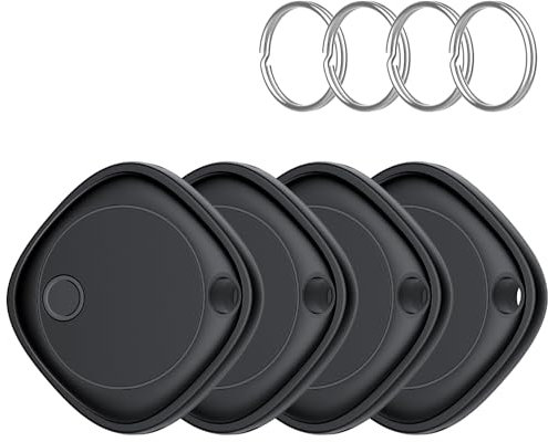 Smart Tracker 4 pezzi, Bluetooth Trova oggetti Compatibile con Apple Dov'è (solo iOS), Batteria sostituibile, IP67 impermeabile, adatto per bagagli, borse, portafogli, zaini, chiavi Tag Tracking