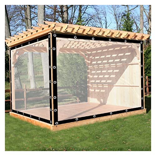 ZHZHXR Klarer Planenvorhang Im Freien, Pavillon-Seitenwände mit Ösen wasserdichte PE-Plane for Pergola, Veranda, Pavillon, Garten (9.84x9.84ft/3x3m)