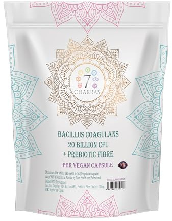 7C Bacillus Coagulans | 30 High Strength Spore Capsules - 20 Billion CFU Bacillus Coagulans per Serving | Non-GMO, Gluten & Allergen Free | Made in the UK