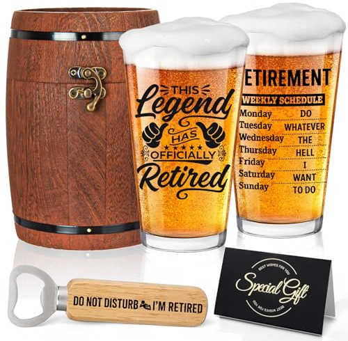 Joybble Retirement Gifts for Men, Retirement Beer Glass - This Legend HAS Officially Retired - Valentine's Day Gifts for Men, Beer Glass 480ml, Ideas Retiring Presents for Grandpa, Dad, Husband