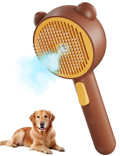 3 in 1 Cat Steam Brush, Pawinner Pet Spray Hair Removal Comb with Release Button, Dual Speed for Shedding Grooming Massage, Water Brush for Cats Dogs All Long-haired and Short-haired Pets