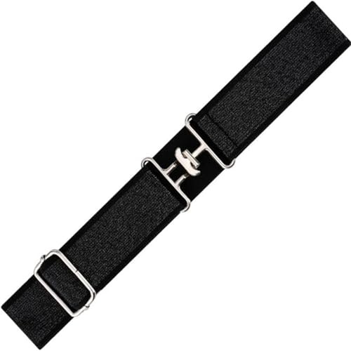 YUXITA Cintura elastica per equitazione con fibbia a gancio, per uomini e donne, lunghezza regolabile, per equitazione e attività all'aperto, Nero e argento, 105x5 cm
