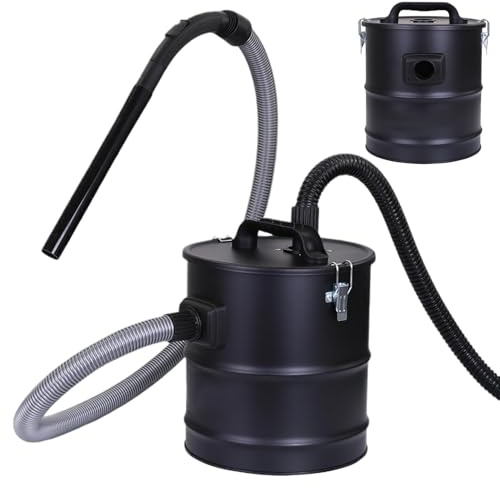Hbbgdiy Aspirador de Cenizas 20L/5.2 galones Aspirador portátil húmedo y seco con tubería para Estufas de pellets, Chimenea de Madera, Parrilla, pozos de Fuego y Uso de Invierno de Navidad