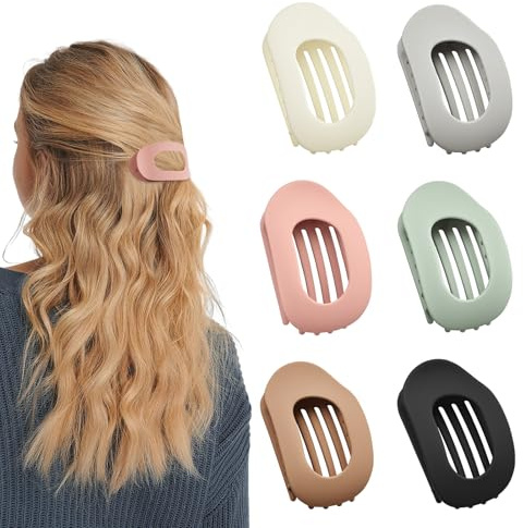 Holtrae 6 Colori Moda Mollettone Capelli Donna Fermaglio Capelli Donna Eleganti Pinze per Capelli Piatti Opaco Hair Clip Piatto Stile Francese Capelli dal Design Curvo per Capelli Sottili e Spessi