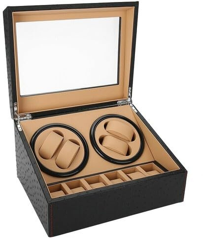 GAOUSD Remontoir Montre Automatique Enrouleur De Montre Boîte de Rangement pour Montres Avec 4 Coussins et 6 Compartiments de Rangement,Pour Ranger La Montres