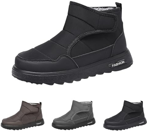 Vinterstövlar dam utan dragkedja – snöskor fodrade damplatåstövlar lätta vandringskängor utomhus kort skaft stövlar slip-on vinterskor termo skidskor eleganta ankelstövlar, svart, 43 EU
