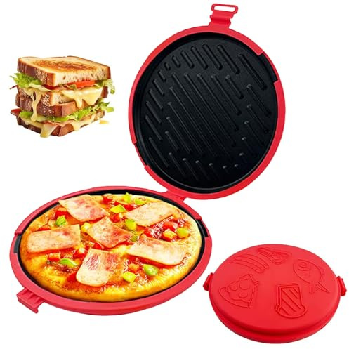 Panini-Presse für Mikrowelle und Grillpfanne – 24,9 cm große, runde Panini-Presse | Für Pizza, Sandwiches Heatwave Tech für extra knusprig, keine schlaffen Ergebnisse schnell, Gericht