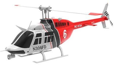 Torcster Hubschrauber Bell 206 Jet Ranger rot-Weiss 6G 312mm RTF 2,4G Ferngesteuert 3D Anfänger Indoor Heli