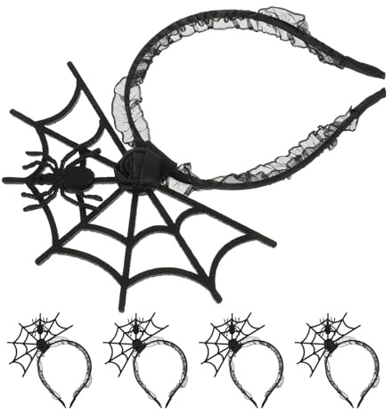 HONITANO 5 Stück Teiliges Halloween Haarreif mit Spinnennetz und Teufelsdetails Vielseitiger Kopfschmuck für Halloween Party Cosplay und Kostüm Geeignet für Erwachsene Auffälliges