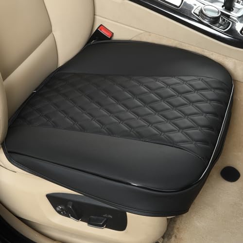 Black Panther Funda Asiento Coche Delantero – PU Cuero con Diseño Acolchado en Diamante, Protector de Base con Bolsillo, Antideslizante | Ajuste Universal para el 90 % de Vehículos | 1 Pieza - Negras