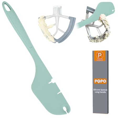 Spatule en silicone de 30 cm, batteur et racloir compatibles avec les accessoires du batteur sur socle Kitchen Aid, fonctionne avec les fouets plats, les fouets et les crochets pétrisseurs (vert)