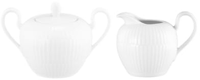 Seltmann Weiden Amina Milch- & Zucker-Set 2-teilig (klein) | Milchkännchen (170 ml) und Zuckerdose (230 ml) | Serviergeschirr mit feinem Reliefmuster | Porzellan, Spülmaschinenfest | Weiß