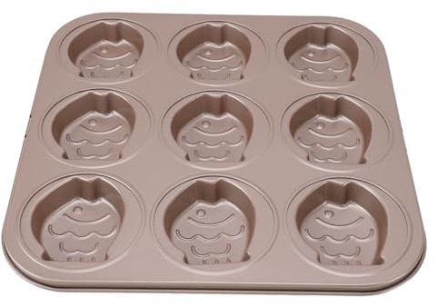 Tnfeeon Plateau à Muffins en Forme d'animal Mignon, en Acier au Carbone Antiadhésif pour la Cuisson à Haute Température, Moule à Gâteau Familial de 9 Tasses pour les Enfants et la Pâtisserie à la