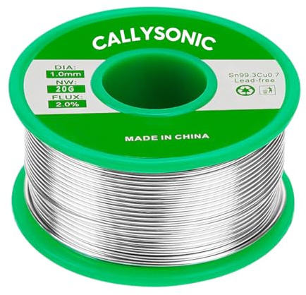 Lötzinn 1mm 20g, Lötzinn mit Flussmittel, Sn99.3/Cu0.7 Bleifreier Löt Draht mit Kolophonium kern zum Elektrolöten Reparatur Heimwerken (1mm 20g)