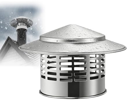 Cappuccio per Camino Antivento Comignolo Tondo Tetto Antipioggia in Acciaio Inox Cappa di Sfiato per Stufa a Legna Pellet Stufa Ø75mm 100mm 200mm Facile da Installare(160mm)