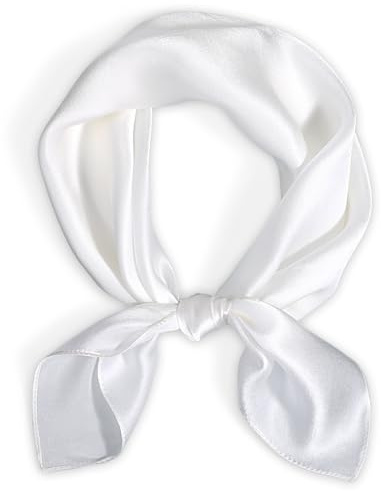 SHENLIU Elegant Seidenschal Weiß Seidentuch Schals 70 x 70 cm Bandana Damen | Natürliche Maulbeerseide Schal Weich Quadratisch Seidenschal Bandana Halstuch Kopftuch für Damen Mädchen Geschenk