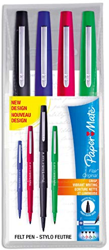 Paper Mate Flair Felt Tip Pens | Medium Point (0.7mm) | Assorted Business Colours | 4 Count Pouch