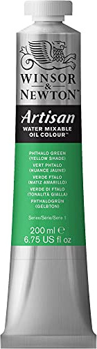 Winsor & Newton Huile Diluable à l’eau Artisan - Couleurs à l'huile Pour les Arts Plastiques - Sans Solvants, Se Diluer à l’eau, Tube de 200ML, Couleur Vert de Phtalocyanine, nuance Jaune