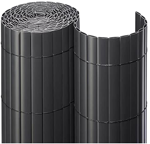 NOOR PVC Sichtschutzmatte - wetterfester Sichtschutzzaun für Balkon, Terrasse und Garten - stabile Balkonverkleidung als Sichtschutz - einfache Montage der Zaunblende - Anthrazit 180 cm x 3 m