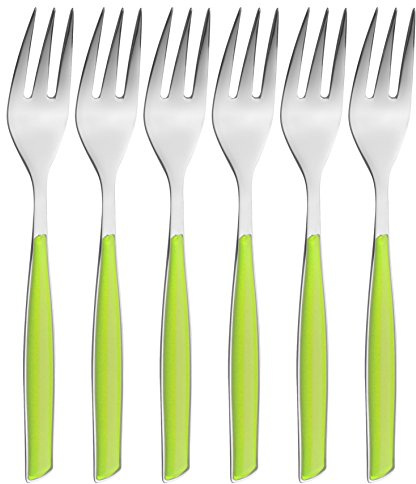 BUGATTI, Glamour, Set 6 Forchettine da Dolce in Acciaio Inox 18/10, Confezionato in Scatola Regalo (Verde Mela)