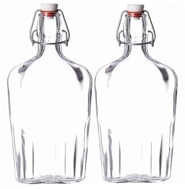 Bormioli Rocco Fiaschetta Glass 8.5 Ounce Pocket Flask, Set of 2